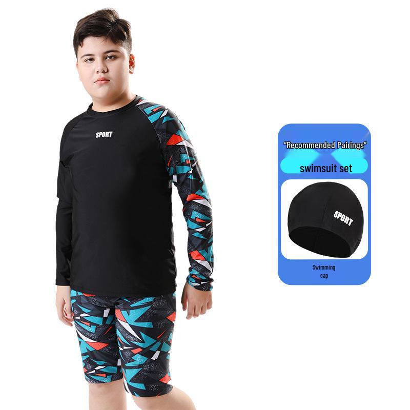 Kids' Long Sleeve Sun-Protective Swimsuit: Quick-Dry, Chlorine-Resistant UPF50+ Two-Piece Set