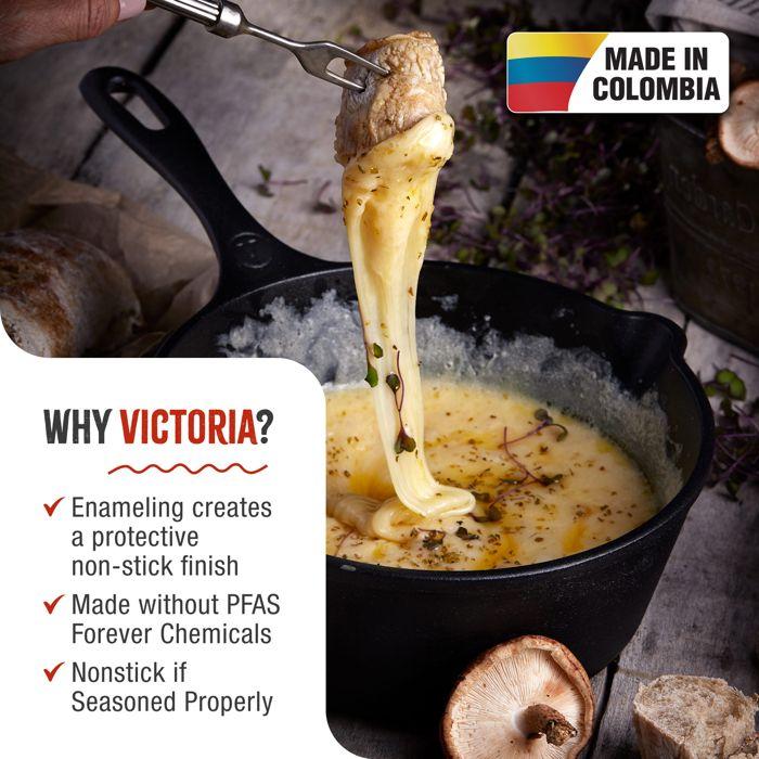 Poêle Sautese Fonte Émaillée Induction 20cm, Convient pour Feu, Barbecue, Four Victoria 37819 Noir