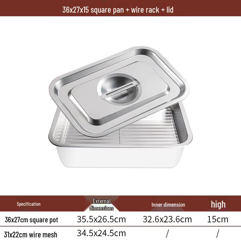 DM Stainless Steel Deep Square Utility Basin with Drainer & Lid