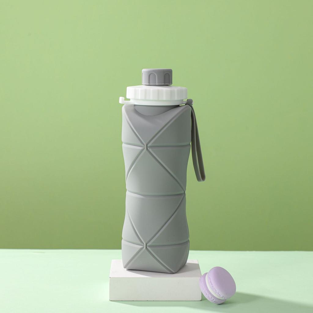 600ML Silicone Folding Water Bottle Sport Camping Hiking Motivational Drinking Bottle Cycling Kettle Reusable Adult Portable