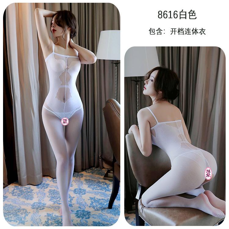 Girlfriend Sexy Open Crotch Mesh Clothing Passionate Seduction Uniform Women Rompers Clothing Body Suits Lace Jumpsuit Sheer