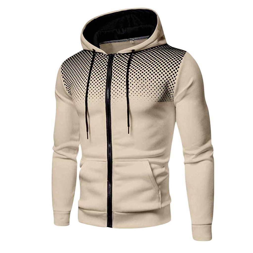 Men's Trendy Fashion Print Hoodie - Spring/Autumn Zip-Up, Customizable Logo, Sports & Fitness Style (2022 Edition)