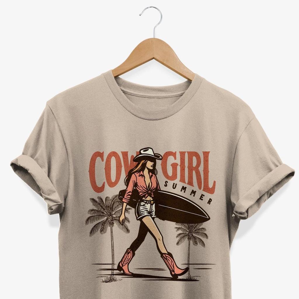 Retro Cowgirl Surfer T-shirt: Western Graphic Tee