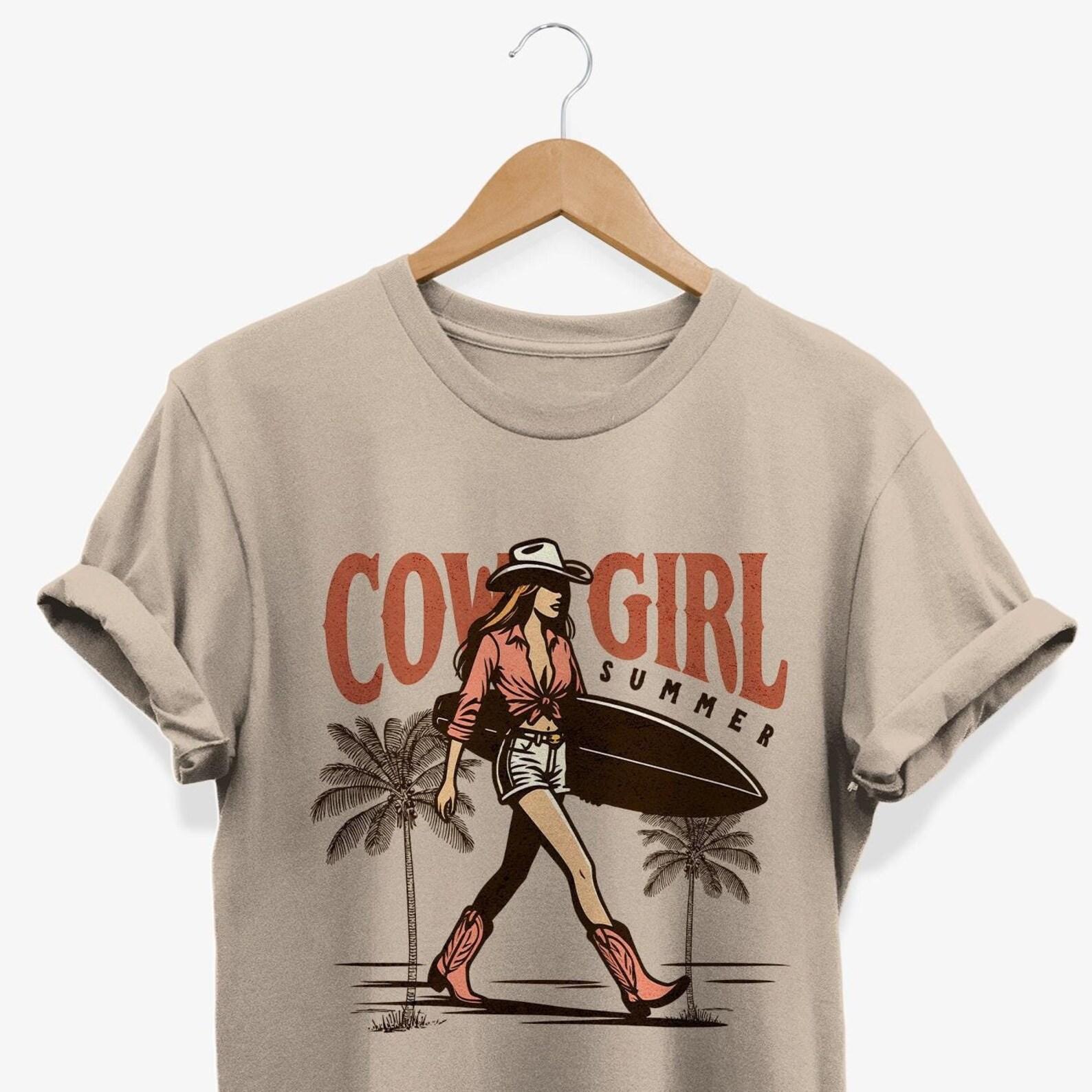Retro Cowgirl Surfer T-shirt: Western Graphic Tee S