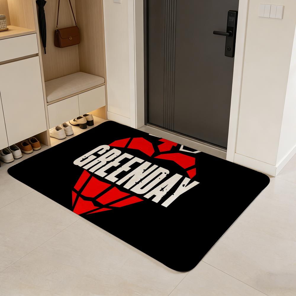 band G-Green Day Floor Mat Flannel Door Mat Non-Slip Absorbent Washable Indoor Home Rug