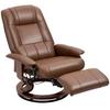 Faux Leather Armchair, with 145 Degrees Reclining Back and Footrest - Brown