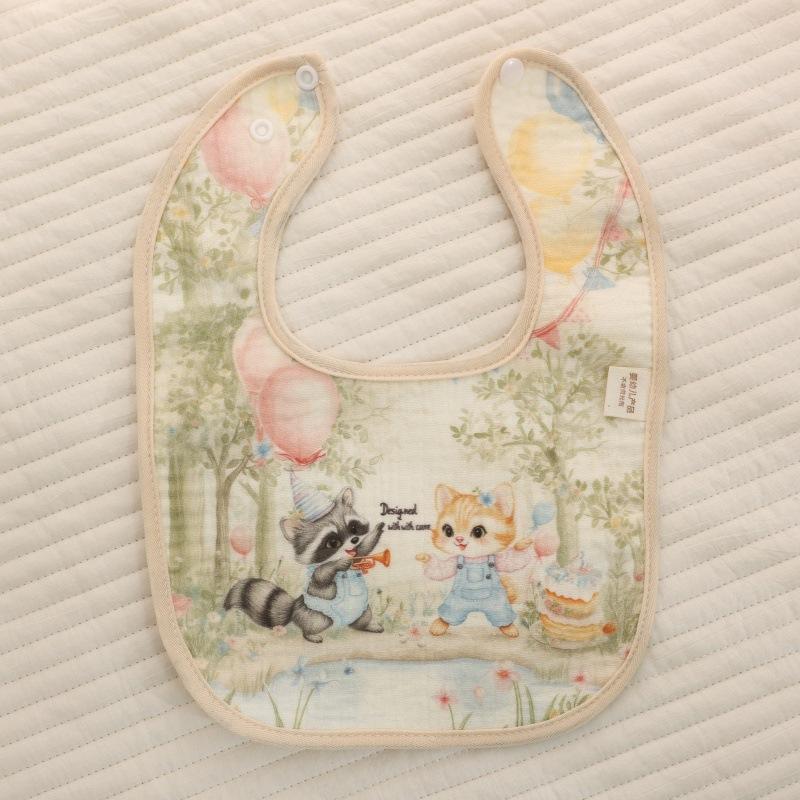 New Gauze U-shaped Baby Bibs Cute 6 Layers Cotton Saliva Towel Newborn Burp Cloths Bandana Scarf for Boy Girl Feeding Drool Bib