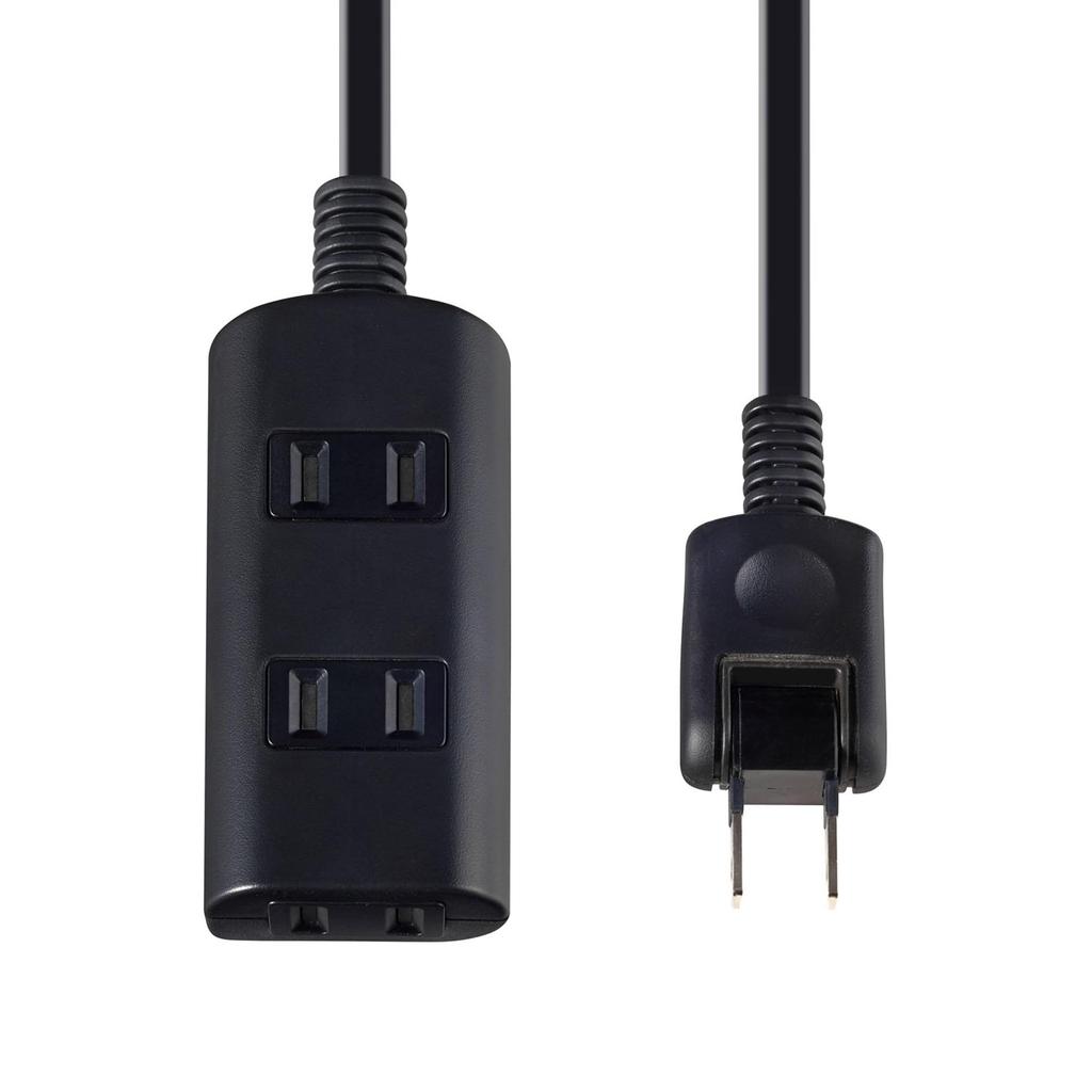 ELPA Power Strip Extension Cord with 3 Door, 2m, Outlets, Black, 125V, WBT-N3020B(BK)