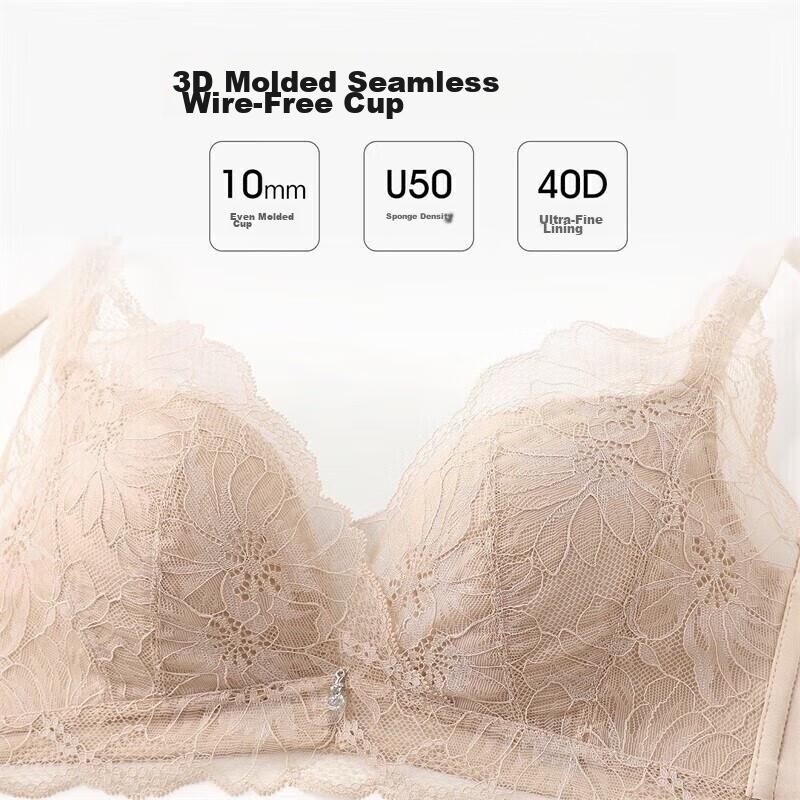 Ordifen Women's Wireless Bra, Push-Up Bra, Lace Antibacterial Brassiere, Gift for Girlfriend XB1533/XB1521