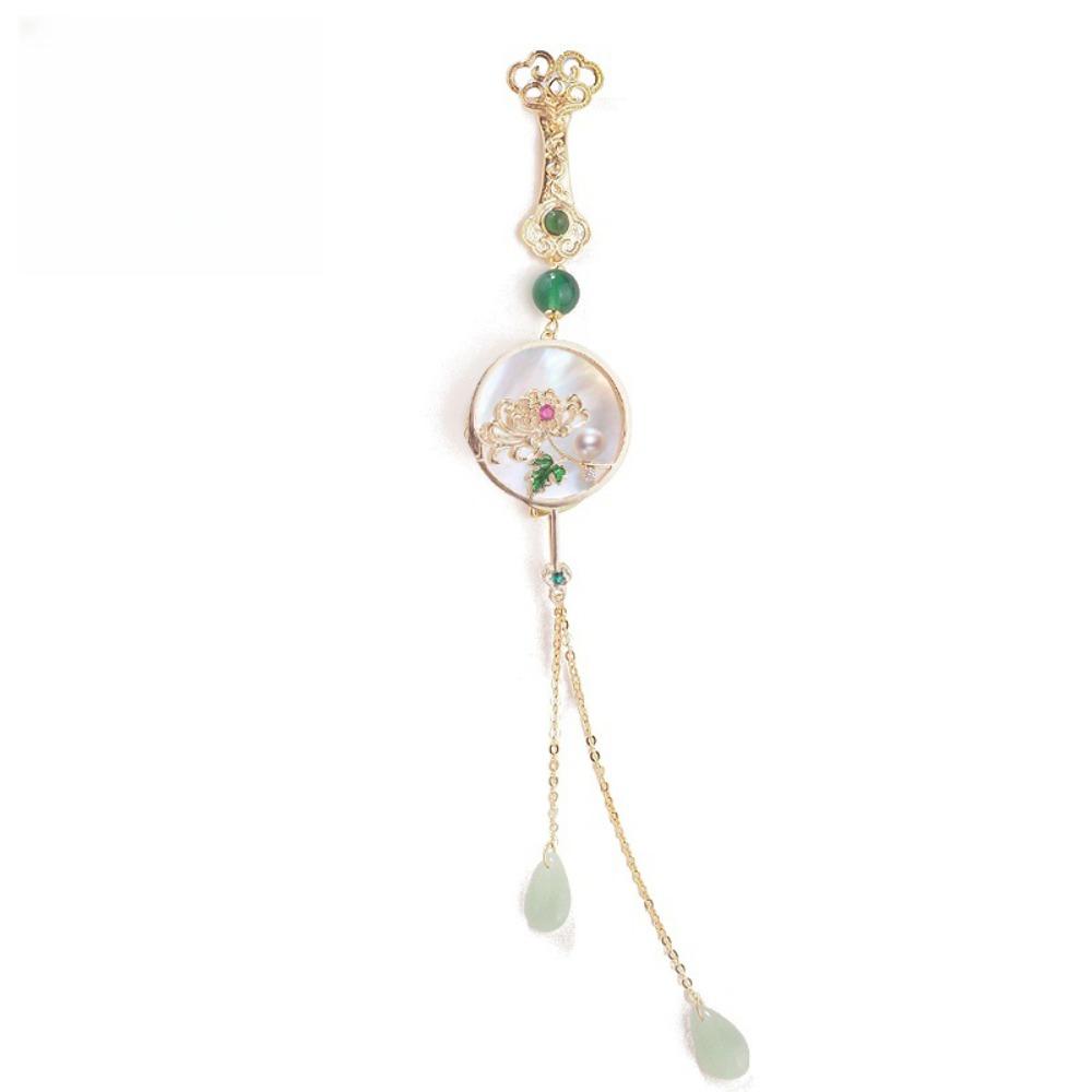 Zinc Zinc Alloy Women Hanfu Ornament Long Tassel Lapel Brooch Vintage Chinese Style Brooch  Hanfu Accessories Style D