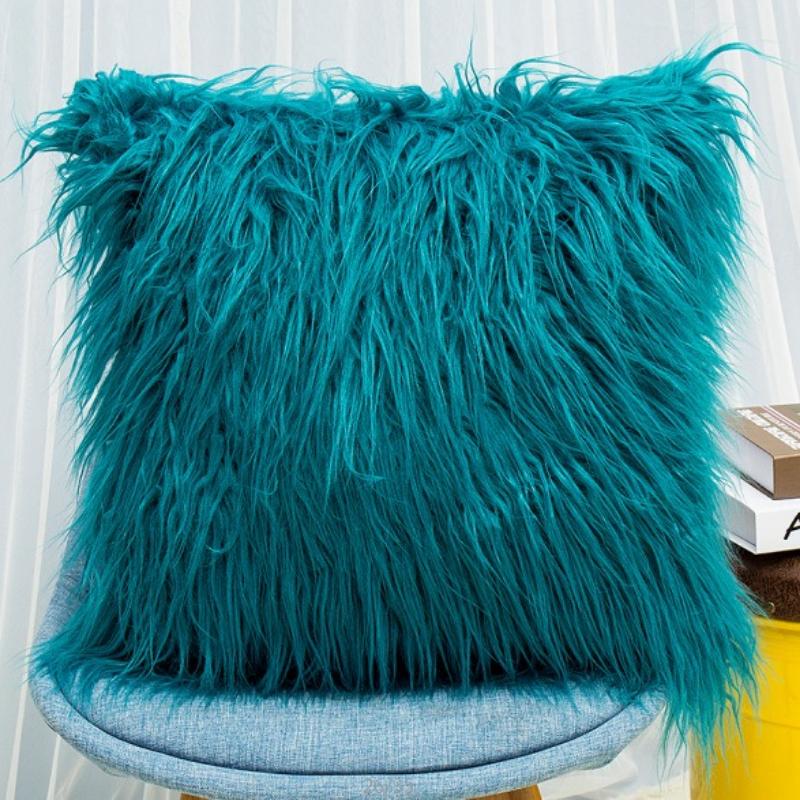 45x45cm Artificial Wool Fur Sheepskin Cushion Cover Hairy Faux Plain Fluffy Soft Throw Pillowcase Washable Square Pillow Case