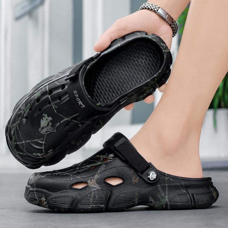 Summer large size breathable beach shoes lightweight baotou hole shoes casual