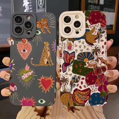 Floral Leopard Eyes Phone Case For  Mi 14T 13T 12T Pro 14 13 12 11 Lite 5G NE Poco F6 F5 X5 M6 X7 Pro Silicone Soft Cover