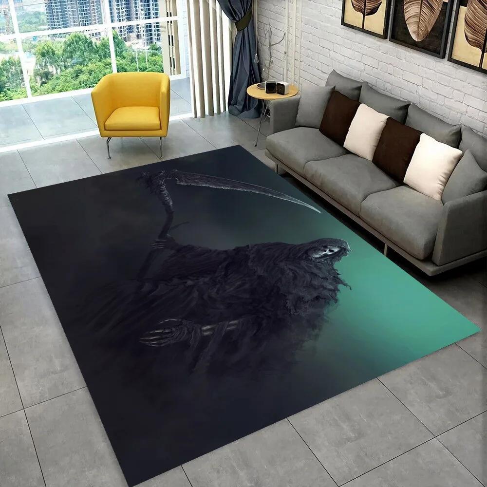 Grim Reaper Death Skull Gothic Non-Slip Area Rug for Living Room Bedroom Home Decor Kids Floor Mat Gift