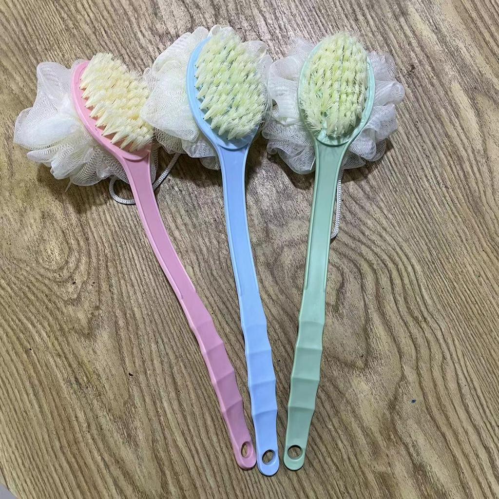 Dual-Sided Long Handle Bath Brush with Soft Bristles for Easy Back Scrubbing and Exfoliation