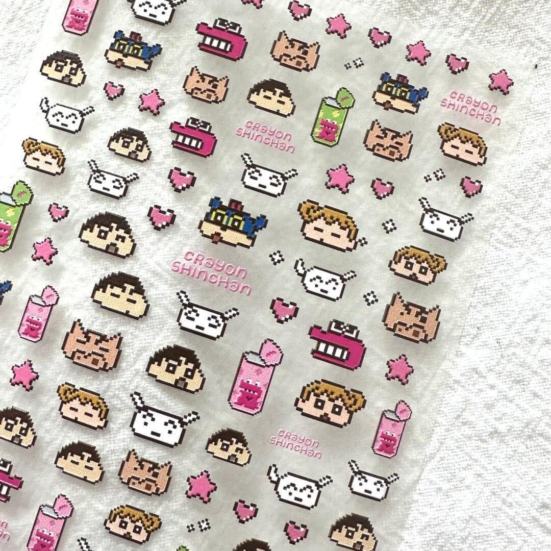 

3D Embossed Crayon Shin-chan Cartoon Nail Stickers - Cute INS Style Pixel Crayon Shin-chan