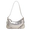 New Retro Solid Color Belt Zipper Fashion Shoulder Underarm Bag Premium Feeling Baguette Bag Messenger Bag