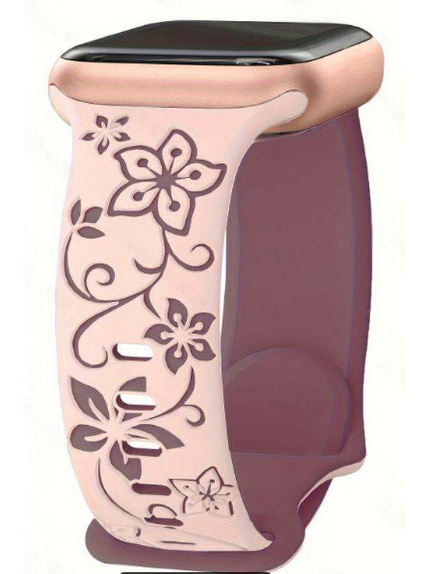 Compatible Apple Floral Engraved Silicone Watch Band for iWatch