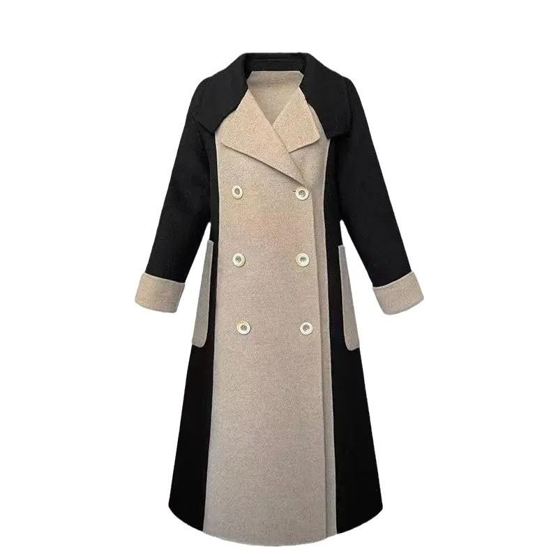 2024 Spring and Autumn New Woolen Coat Women's Trendy Versatile Coat Women's Spring and Autumn Thin Long Trench Coat Woolen Coat