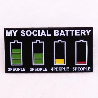 Colorful Enamel Social Battery Pin
