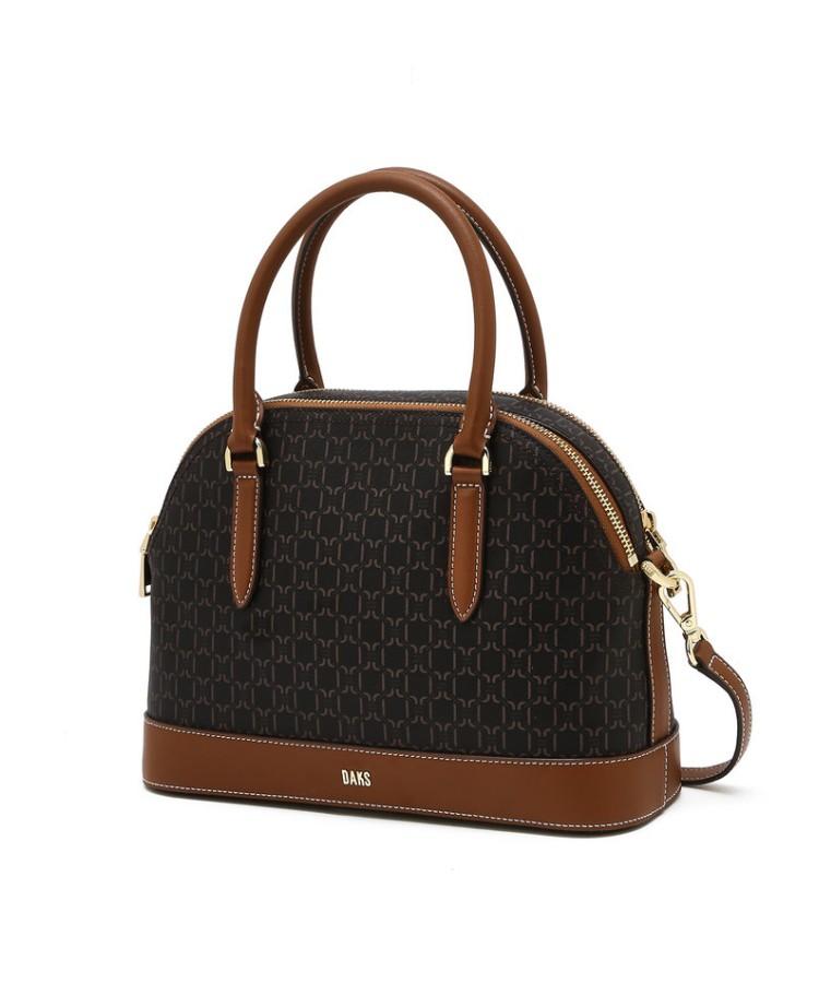 Daks Womens Accessories Brown Barnett Dd Pattern Leather Contrast Tote Bag_Dcba6E861W3