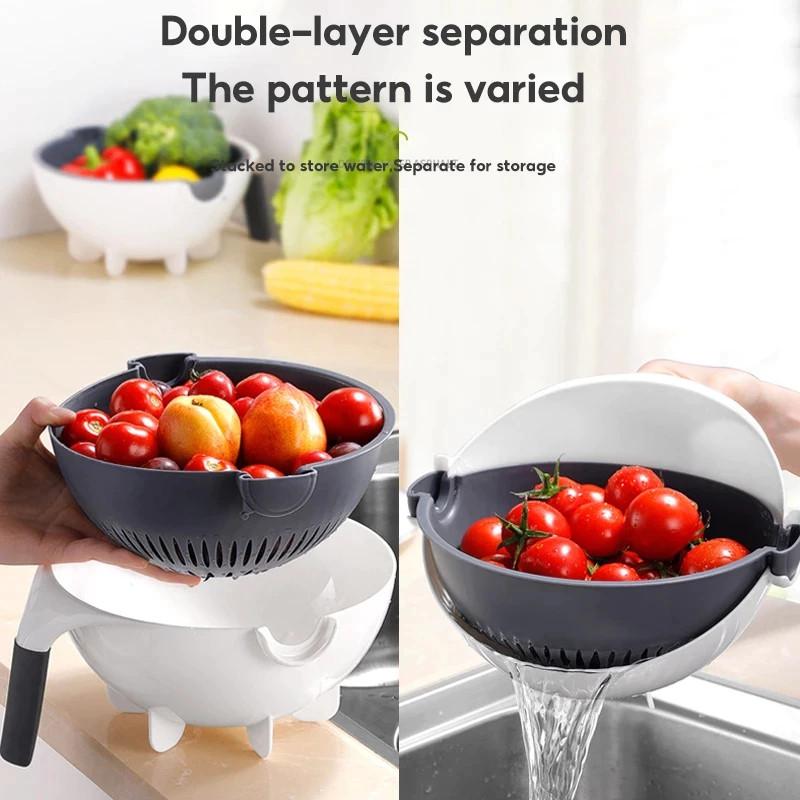 Multifunction Vegetable Chopper With Drain Basket For Home Kitchen Food Prep