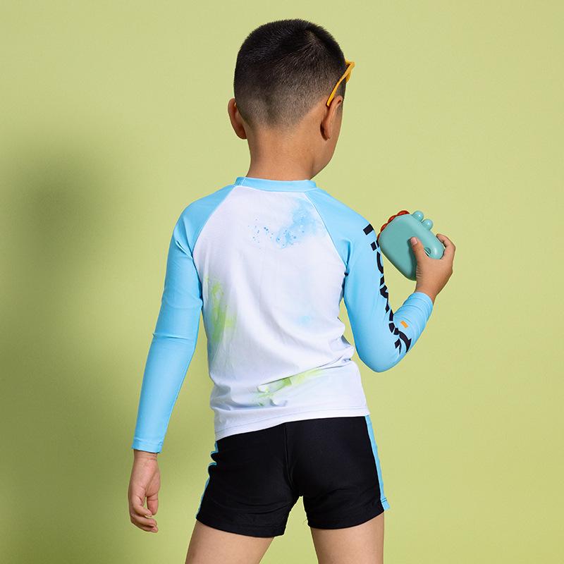 New Boys' Toddler Colorblock Long Sleeve Shorty Swimsuit