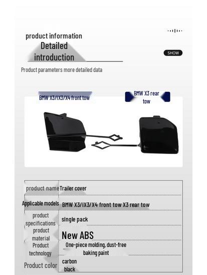Front and Rear Tow Hook Covers for BMW X3/X4 (2022) – Tow Rope and Hole Covers Included