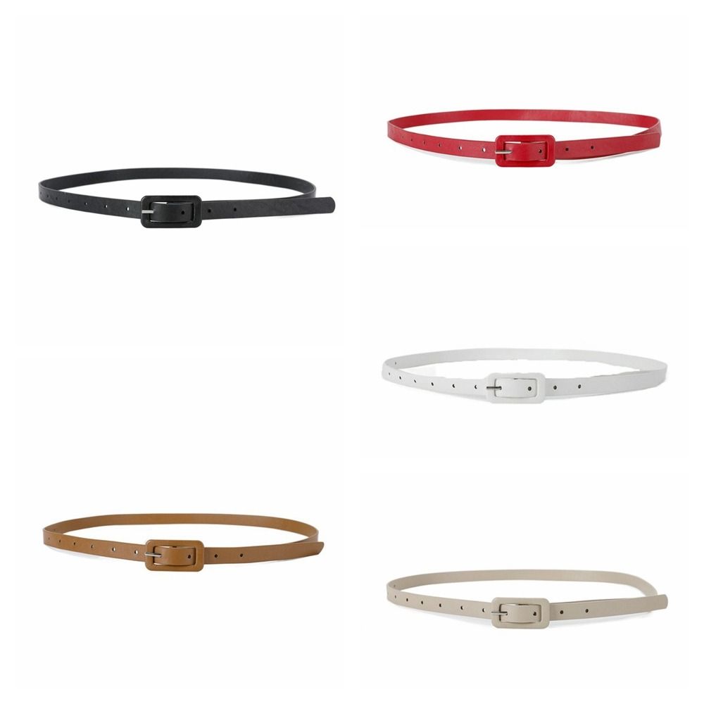 Slim Side Thin Waist Belt Korean Style Candy Color Waistband Adjustable PU Leather Belt Party