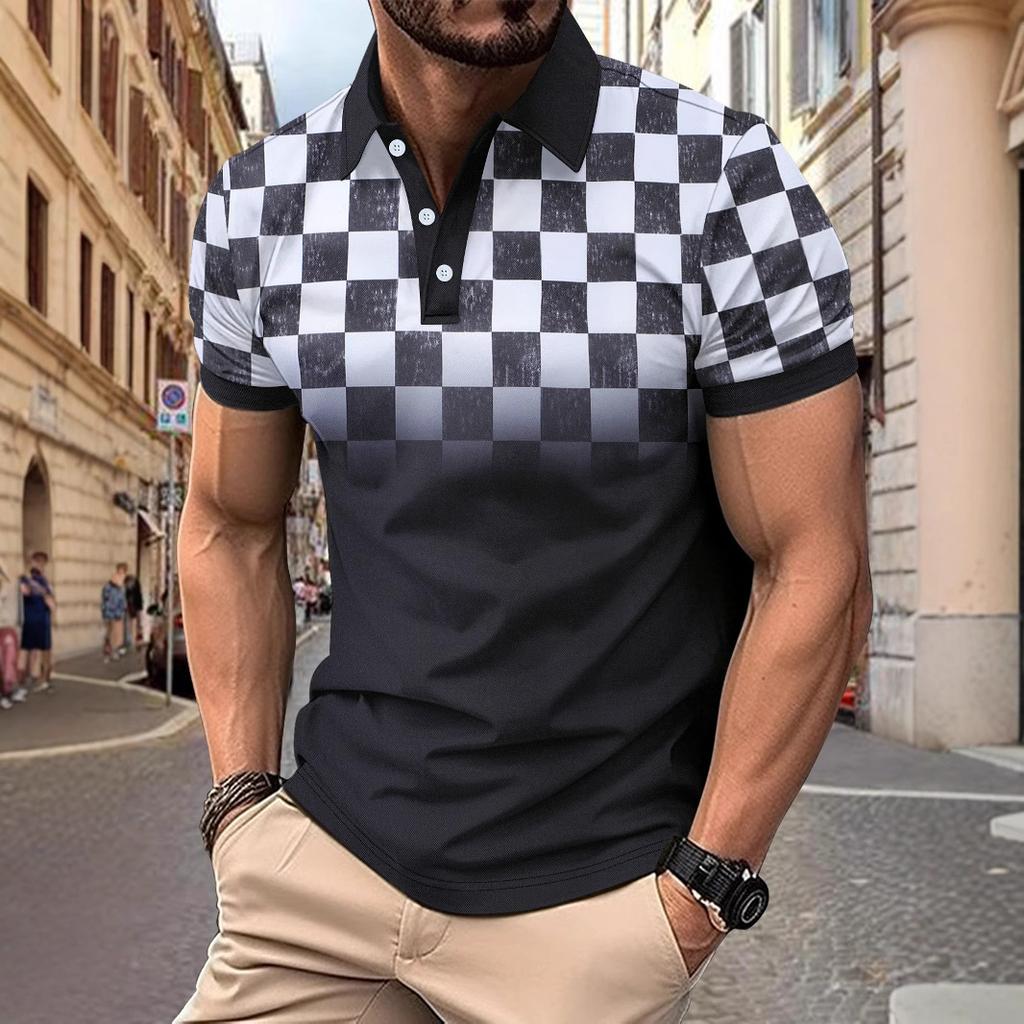 New Men's Fashionable Collared Slim-Fit T-Shirt Polo Shirt Short-Sleeved Men's Top