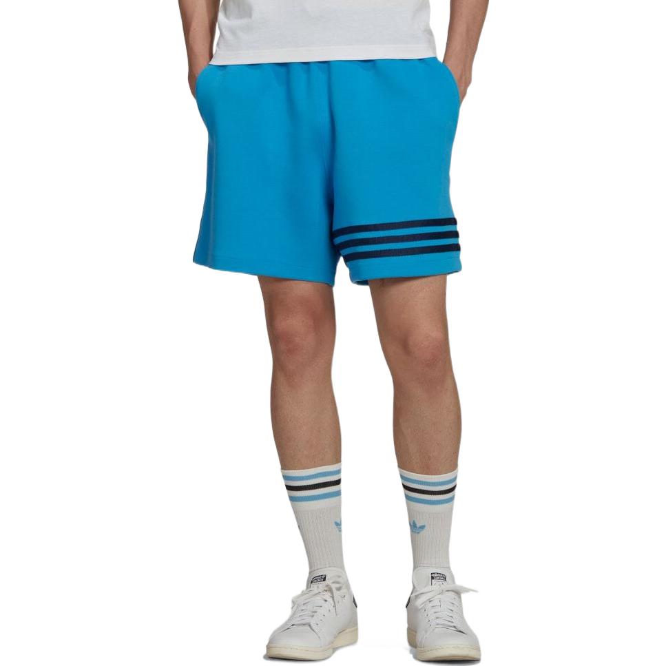 Adidas FW22 Striped Colorblock Casual Straight Shorts Men Bottoms Blue HN6592