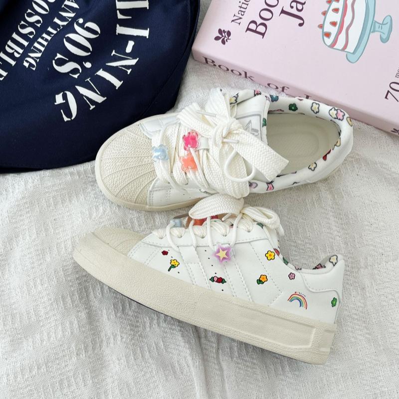 Niche Shell Head Skateboard Shoes Women's 2025 New Cream Student Sports Shoes College White Shoes