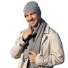 Lucas Men' Hat and Scarf Set - Merino Wool, Gray
