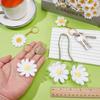 PH PandaHall Set Crochet Daisy Car Accessories Cotton Flower Keychain Rearview Mirror Charm Car Interior Decoration Bag Pendant Gift Set 4-Piece