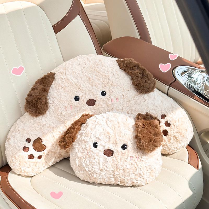 Plush Cartoon Car Neck and Lumbar Support Cushion