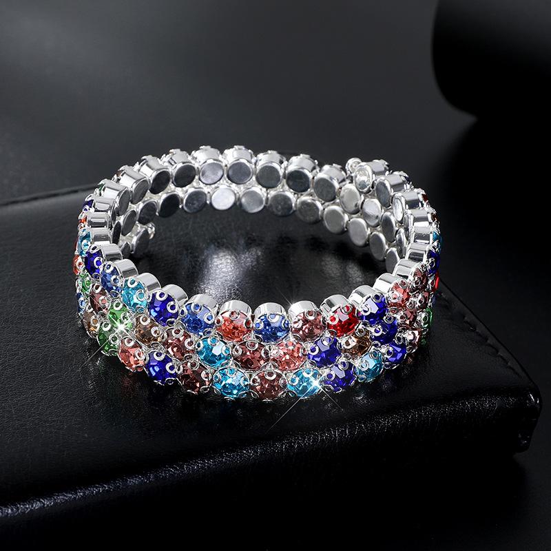 Bridal Bracelet AB Rhinestone Wrapped Full Diamond Open Bracelet Crystal Bracelet Accessories