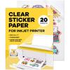 90% Clear Sticker Paper for Inkjet Printer (20 Sheets) - Transparent Glossy 8.5 X 11 - Printable Vinyl // Paper Plan