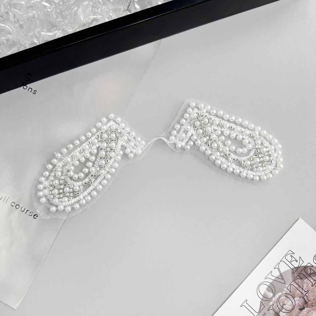 White Mesh Yarn Bead-To-Flower Cloth Sticker Clothing Neckline Decoration Luggage Shirt Top Accessories Cloth Sticker Accessories