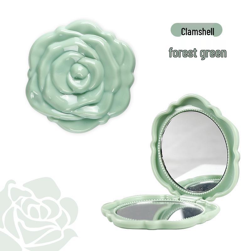 Portable Folding Rose Mirror: Compact HD Double-Sided Makeup Mirror with Flip-Top Design