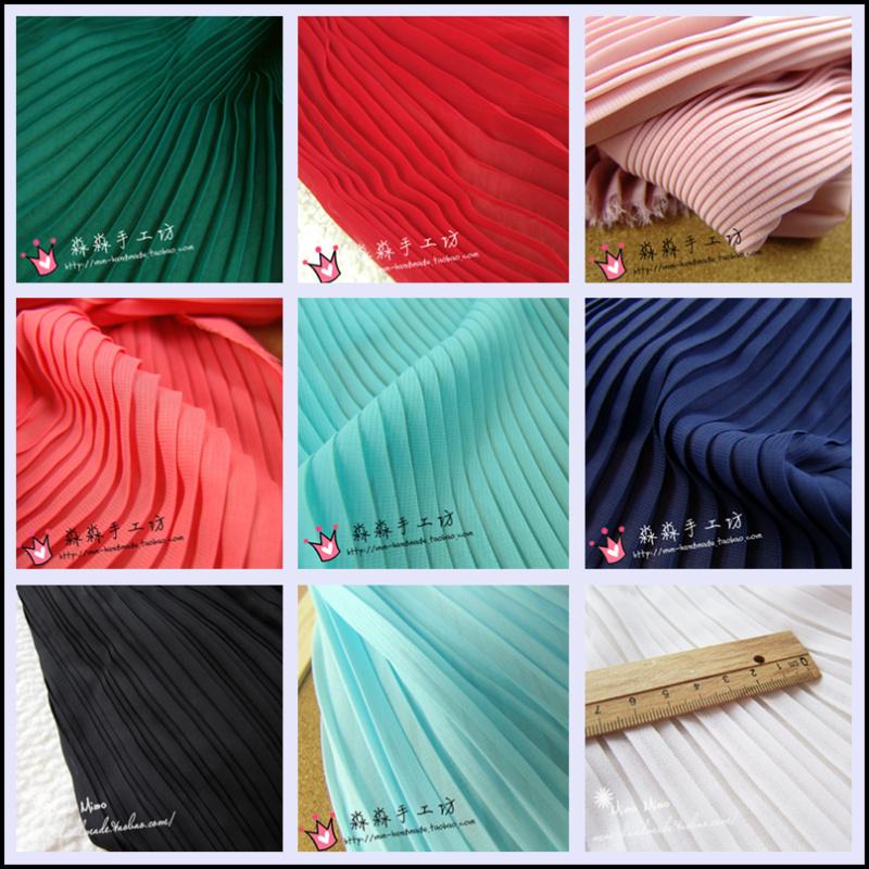1 Stück mehrfarbiger plissierter Chiffonstoff plissierter Stoff einfarbig für Organza Kleid Rock Crinkle Stoff Meterware