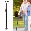 LED Light Aluminum Alloy Foldable Anti Slip  Elderly Crutches Handle Cane Walking Stick