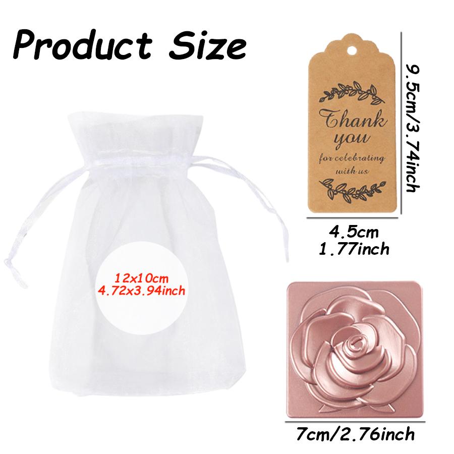 1-6Set 7cm Square Rose Mirror with Storage Bag Lady Handbag Portable Handheld Folding Mirror Dressing Table Makeup Accessories