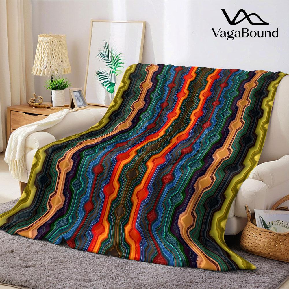 Retro Zigzag Flannel Blanket Warm Soft Halloween Christmas Decorative Couch Warm Cozy All-Season Gift
