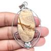 Necklace Picture Jasper Gemstone Handmade Antique Silver Jewelry 1.5"