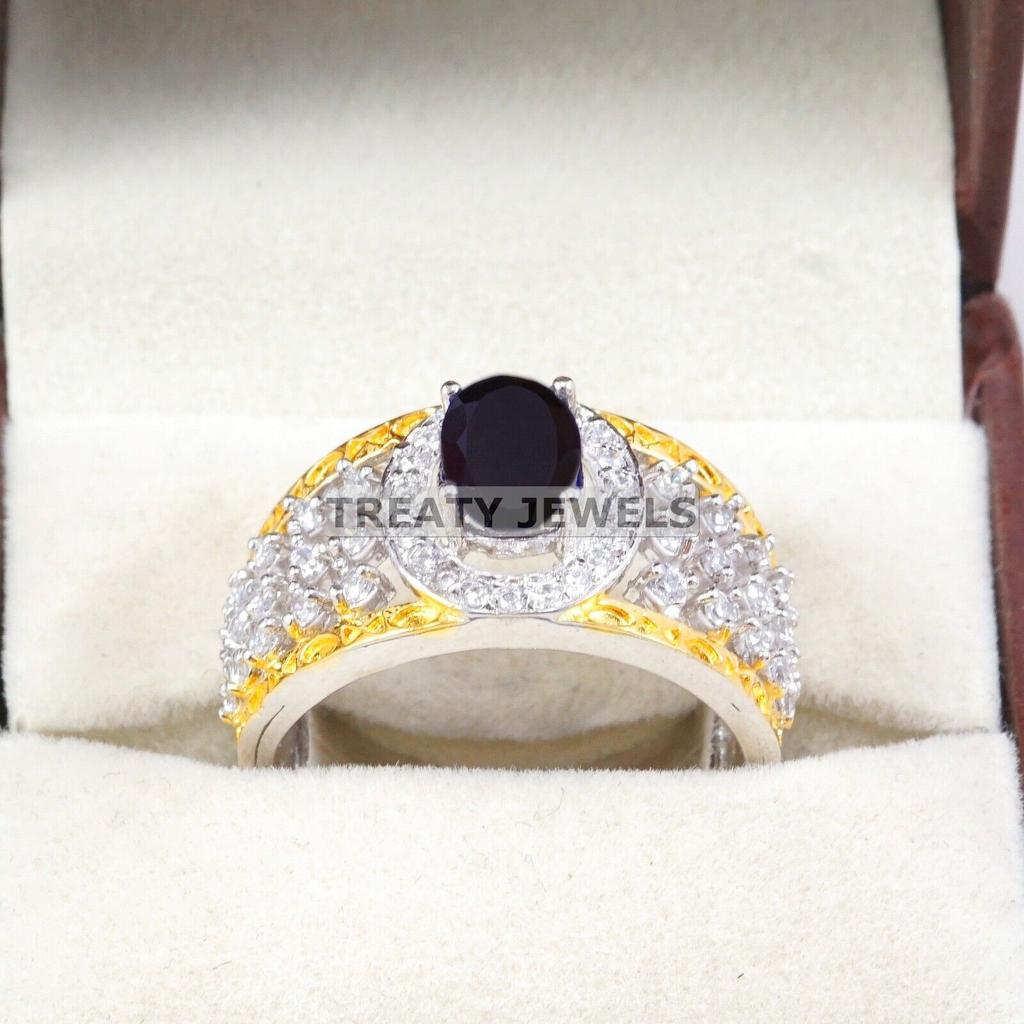 Black Onyx Oval Cut Gemstone With 925 Sterling Silver Ring For Men's #A830 JL375666932264