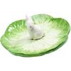 Housoutil Ceramic Rabbit Plates, Easter Cabbage Plate, Green Easter Serving Tray for Dessert Fruit Salad Snacks