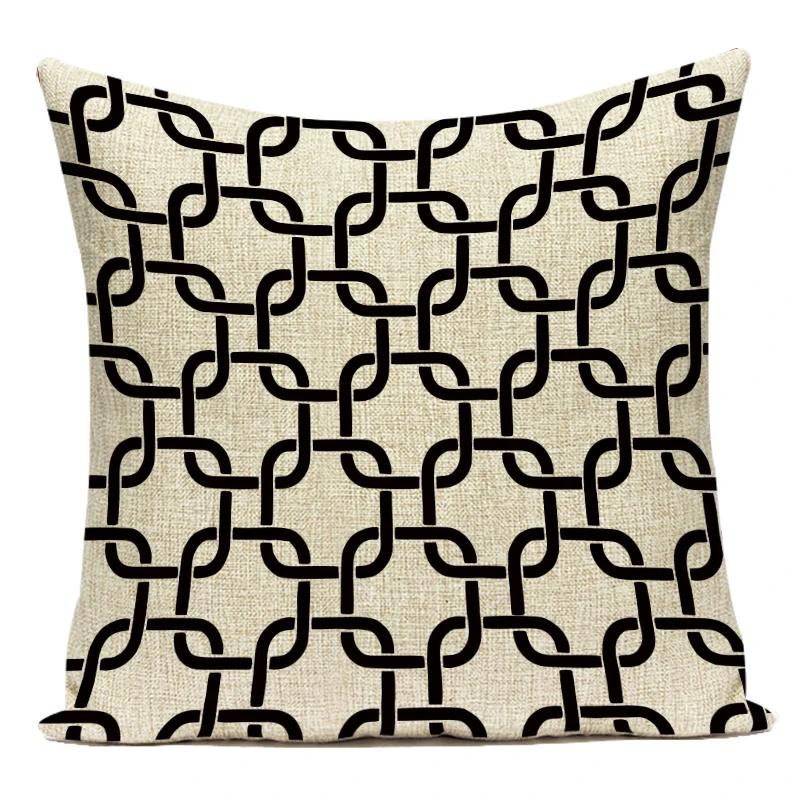 Czarny Biały Prosty Geometryczny Pasek Linia Dekoracyjna Poduszka Poliester Sofa Wystrój Domu Poszewka na Poduszkę do Salonu Poszewka