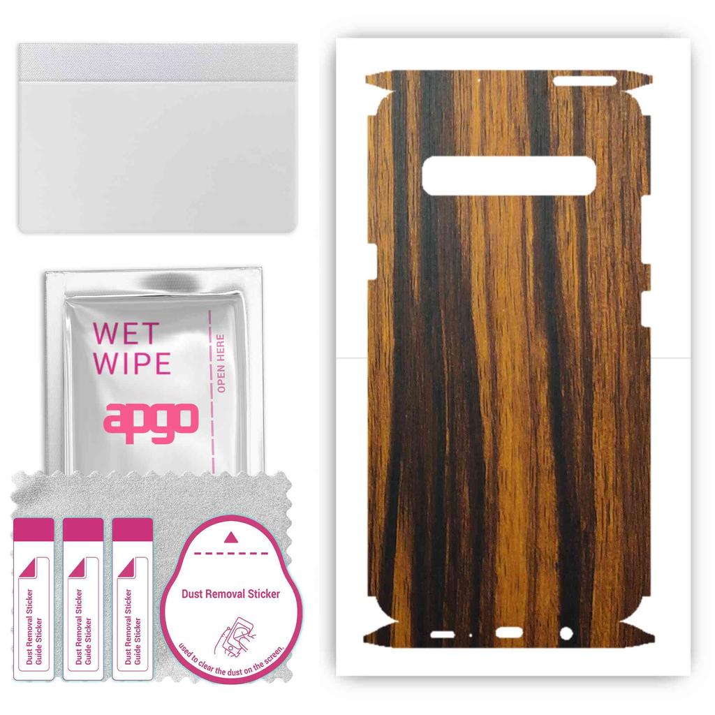 apgo Schutz-Skin-Aufkleber für Rückseite+Seiten kompatibel mit Samsung Galaxy S10 5G, Full Wrap Folie, Folie, Vinyl - Muster Tigerholz