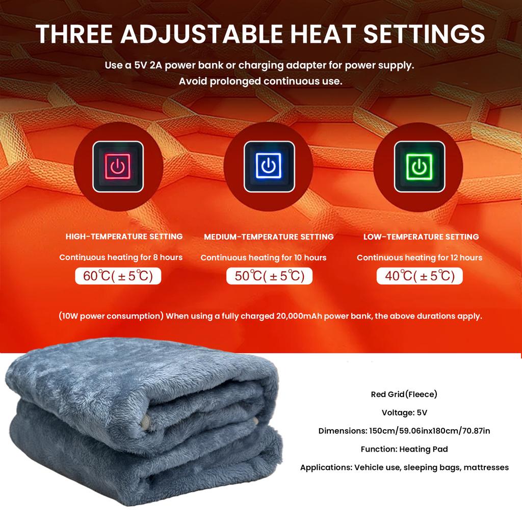 Outdoor Electric Heating Pads 3 Adjustable Temperature with 6 Heating Zones for Cold Weather Camping Backpacking Or Hiking
