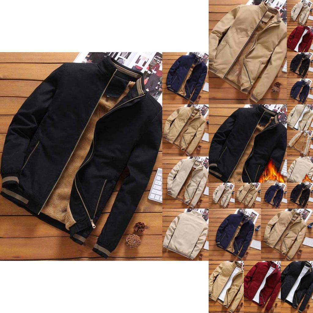 Luxuriously Warm Men Fleece Lined Puffer Jacket With Zip Closure And Ribbed Hem
